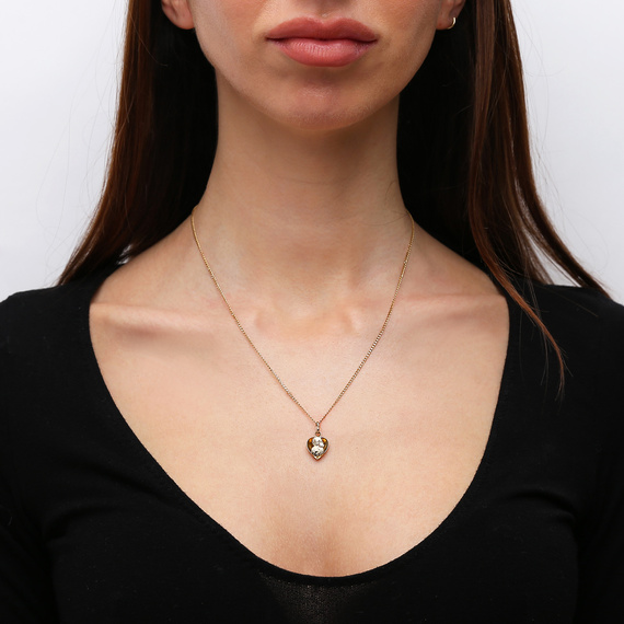 Złoty medalik serce 585 Matka Boska Częstochowska Komunia Chrzest 1,9 cm