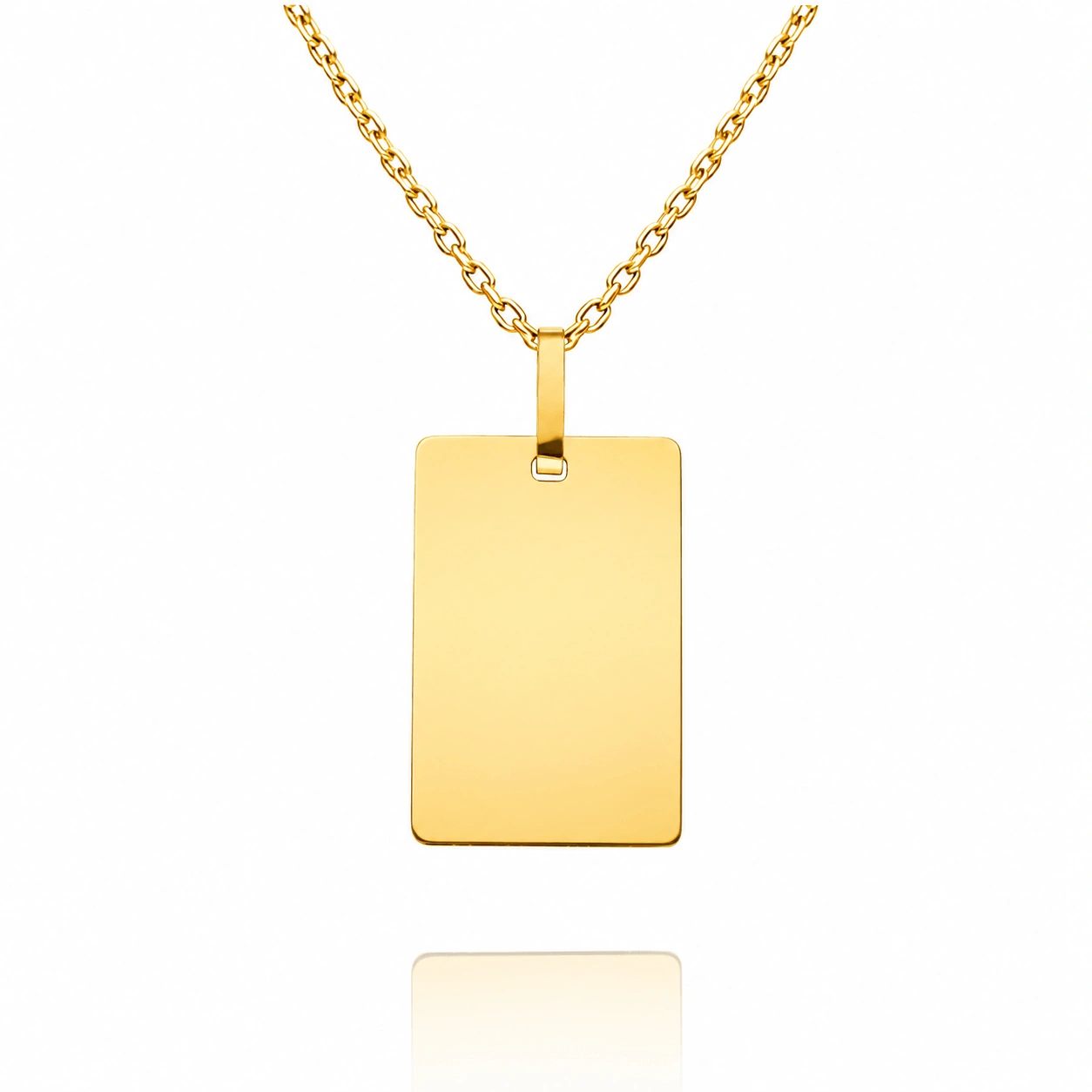 Złota zawieszka 585 duża blaszka gładka nieśmiertelnik grawer 4 cm