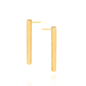 Złote kolczyki słupki 585 długie gładkie klasyczne na sztyft