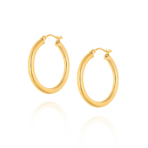 Kolczyki grube koła złote 585 gładkie na zatrzask 2 cm