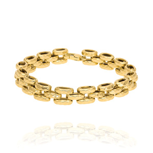 Złota bransoletka 585 damska bogata duże ogniwa diamentowane 20 cm