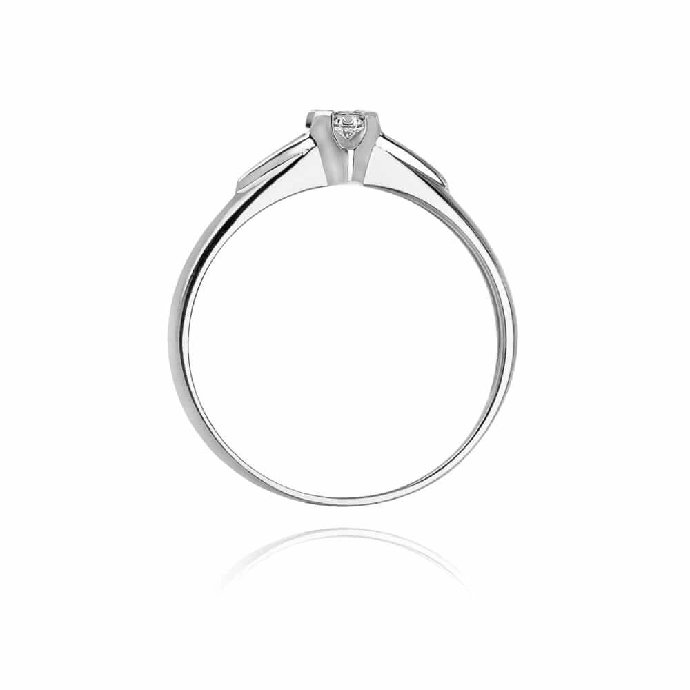 Złoty pierścionek zaręczynowy z diamentem 0,10 ct białe złoto
