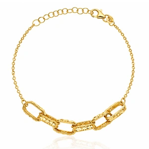 Złota bransoletka 585 duże ogniwa ankier 7 mm diamentowane 17 - 20 cm