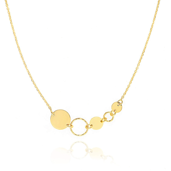 Srebrny pozłacany naszyjnik połączone koła 925 ankier długość 42-47 cm