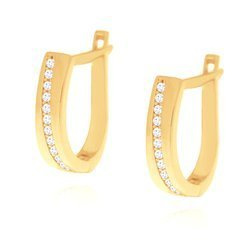 Złote kolczyki 585 przecinki z cyrkoniami angielskie