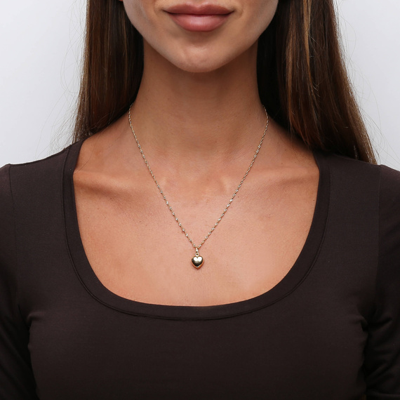 Złota zawieszka serce 585 serduszko gładkie dmuchane 3D 2 cm