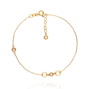 Złota bransoletka 585 cyrkonie diamentowane kółka