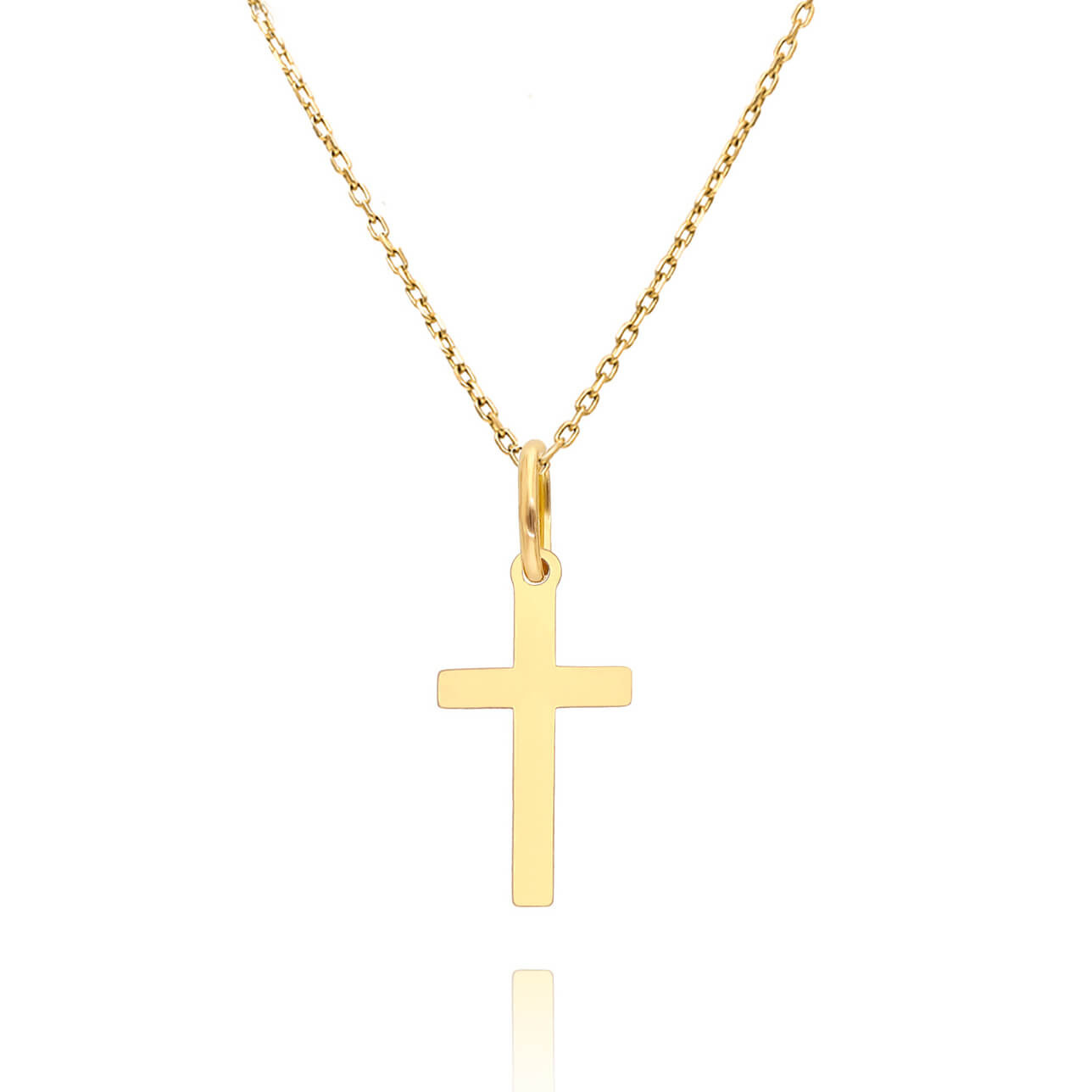 Złota zawieszka krzyżyk 585 gładki mały Komunia Bierzmowanie