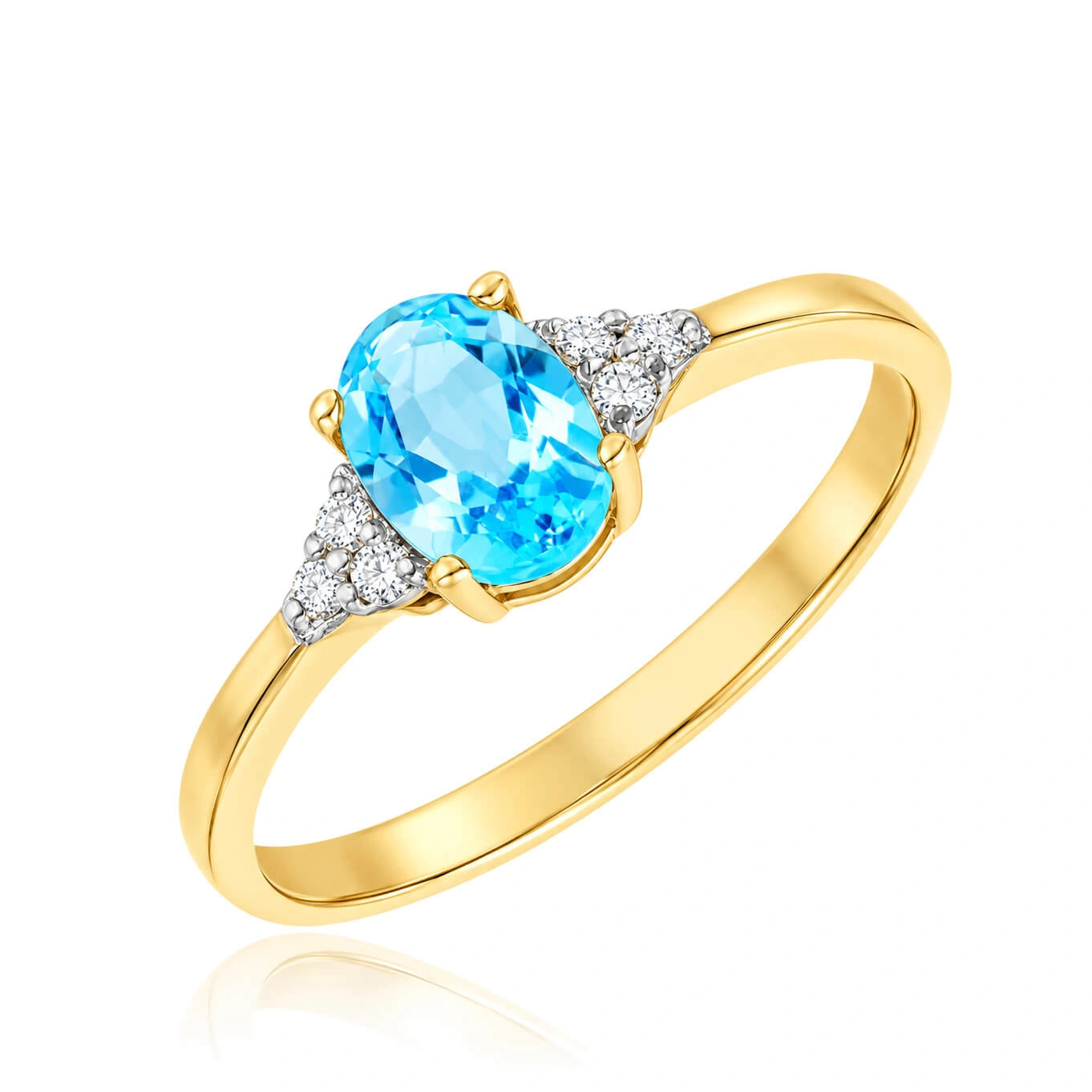 Złoty pierścionek 585 topaz 1,05 ct diamenty 0,065 ct