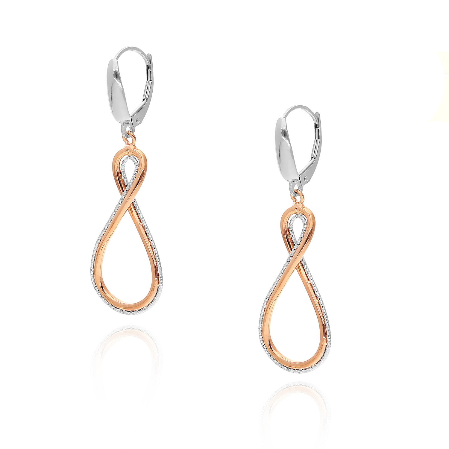 Złote kolczyki 585 wiszące łezki białe różowe złoto angielskie zapięcie