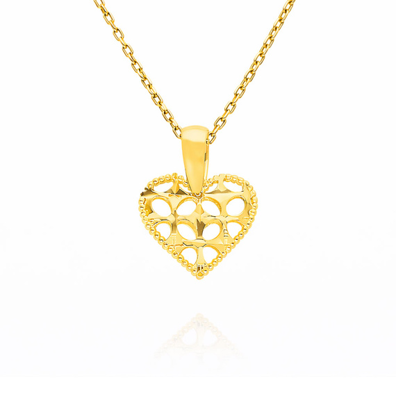 Złota zawieszka 585 serce ażurowe grube 