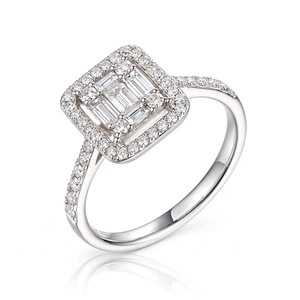 Złoty pierścionek zaręczynowy z diamentami 0,67 ct białe złoto