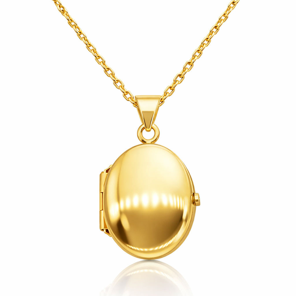 Złota zawieszka gładka puzderko 585 owalne sekretnik na fotografię Grawer