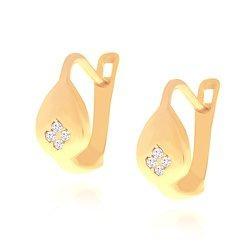 Złote kolczyki łezki 585 cyrkonie zapięcie angielskie