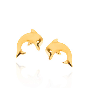 Złote kolczyki delfiny 585 delfinki gładkie na sztyft