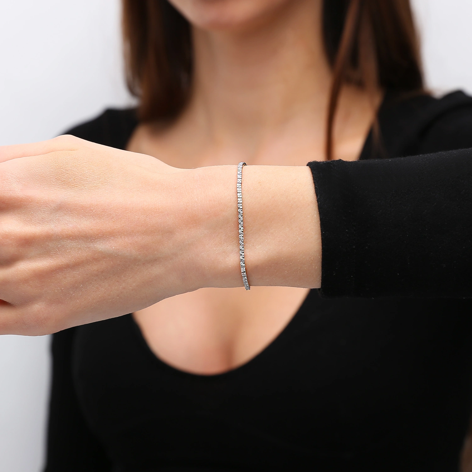 Złota bransoletka tenisowa 585 z białymi diamentami tenisówka 0,49 ct