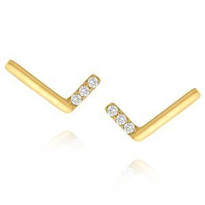 Złote kolczyki przecinki 585 łyżwy z cyrkoniami Jasmine na sztyft