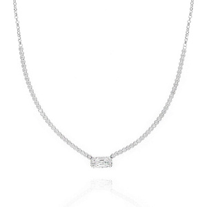Srebrny naszyjnik duża cyrkonia 925 cyrkonie 40-45 cm