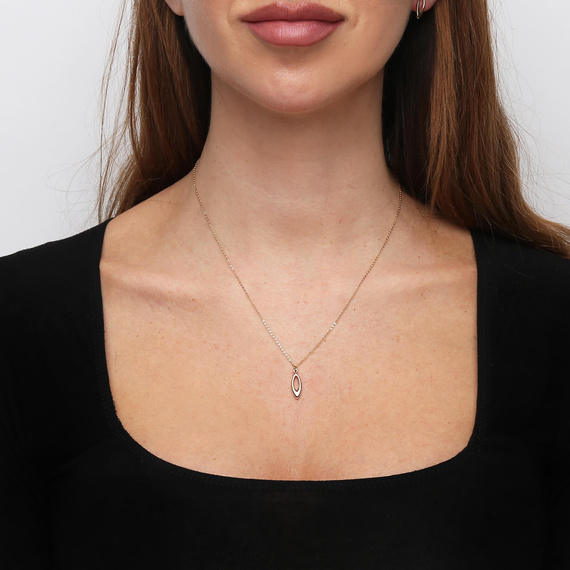 Złoty naszyjnik 585 gładka łezka łańcuszek ankier diamentowany 40-43 cm