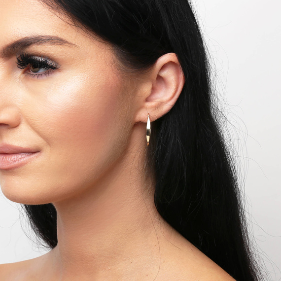 Złote kolczyki kółka 585 koła owalne łezki gładkie na zatrzask 