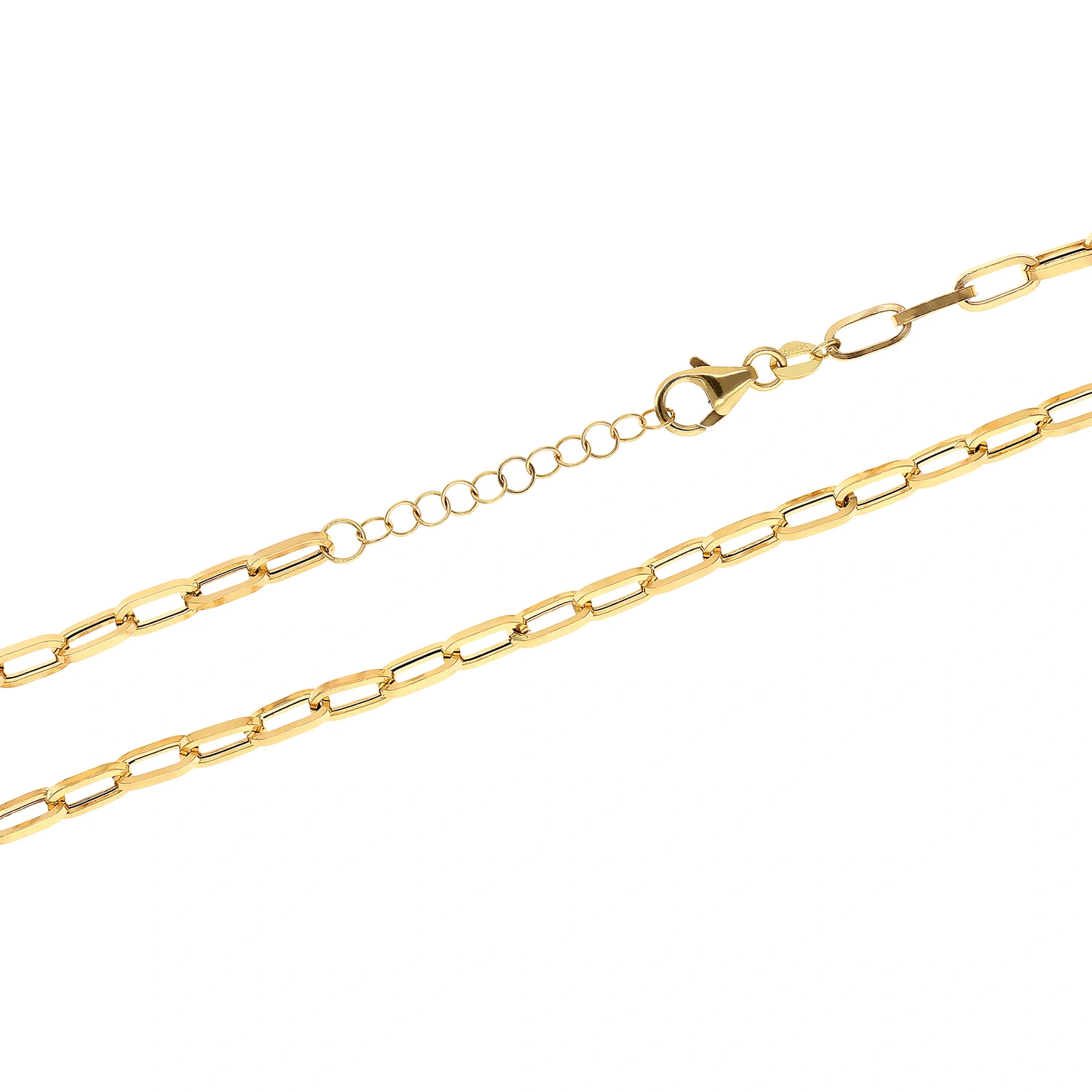 Złoty łańcuch 585 dmuchany 4 mm splot ankier 40 - 43 cm agrafki paperclip