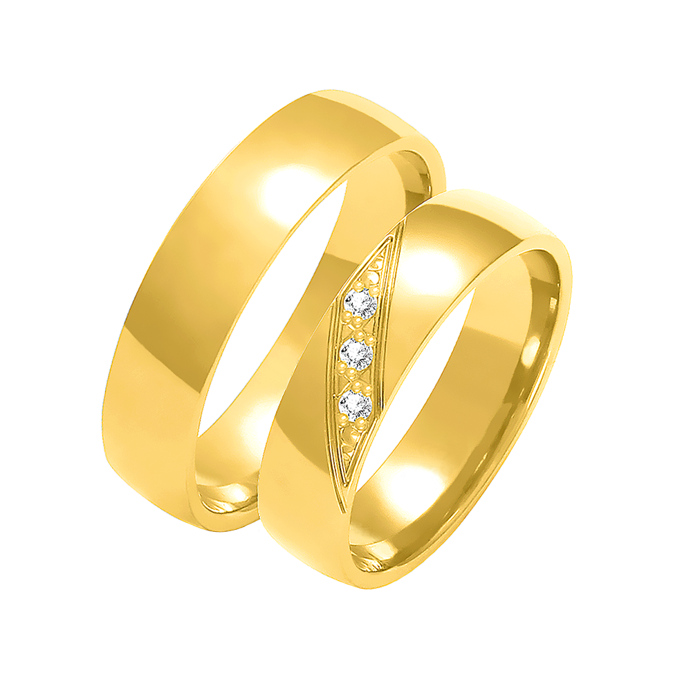 Obrączka ślubna damska: złoto 585, diamenty, półokrągła 5 mm