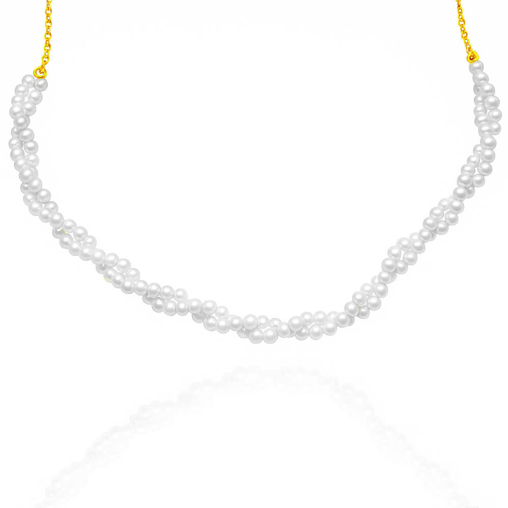 Srebrny pozłacany naszyjnik 925 perła syntetyczna 40-45 cm