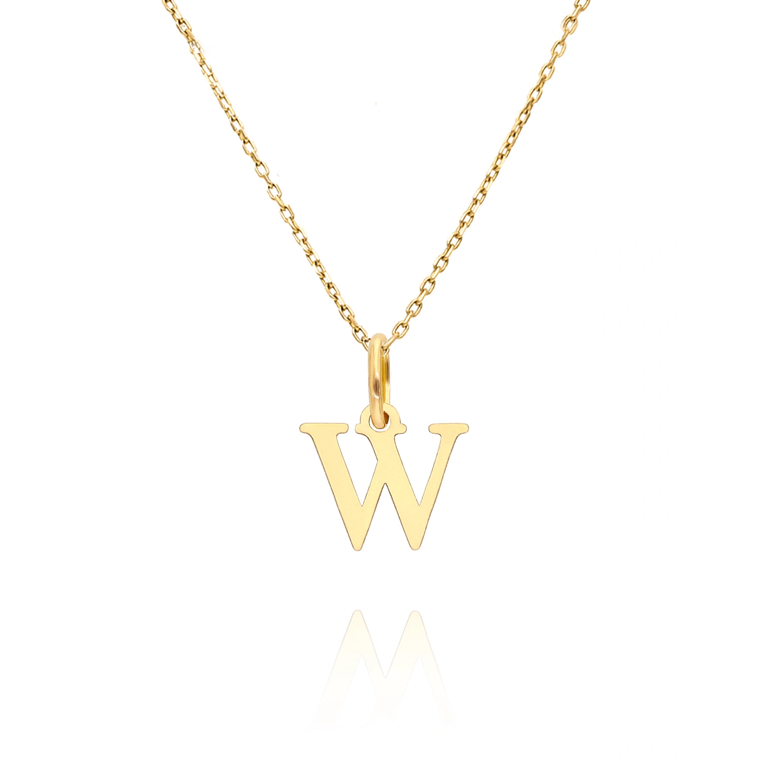 Złota zawieszka wisiorek 585 prosta mała literka W wysokość 1 cm