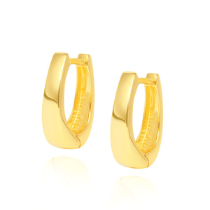 Złote kolczyki kółka 585 koła owalne łezki gładkie na zatrzask 