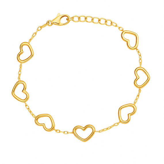 Złota bransoletka celebrytka damska 585 serca 18,5 cm