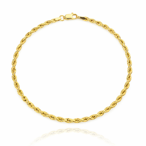 Złota bransoletka damska 585 korda 4 mm kordel diamentowana 18 cm