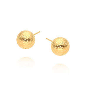 Kolczyki złote kulki 585 diamentowane nacinane 8 mm na sztyft 