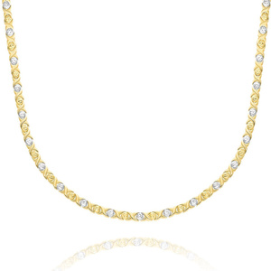 Złoty naszyjnik damski kolia 585 diamentowana białe i żółte złoto 50 cm