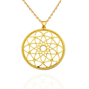 Złota zawieszka kółko 585 ażurowa okrągła diamentowana 4 cm