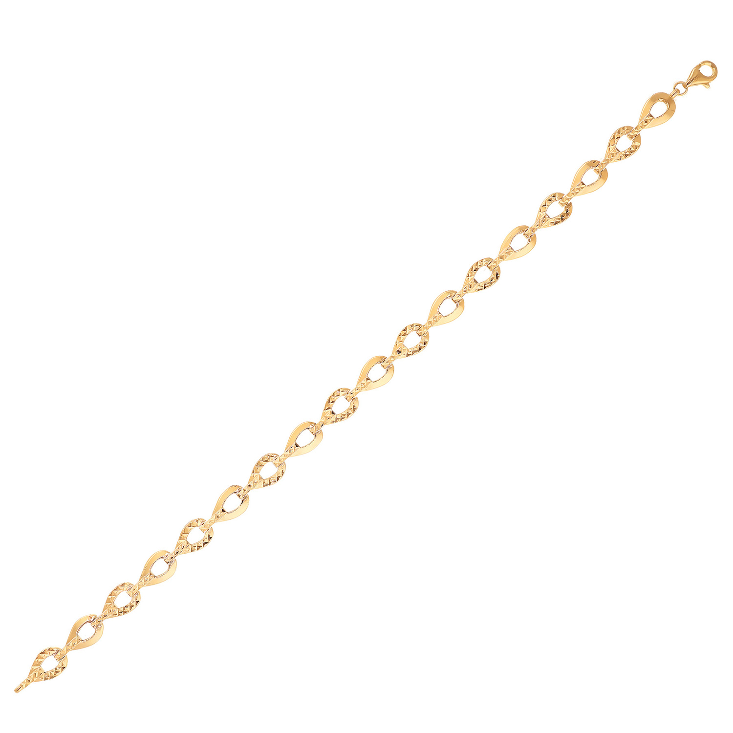 Złota bransoletka damska 585 łezki 6 mm diamentowana 19 cm