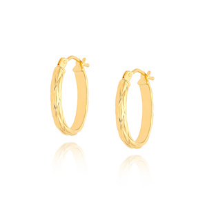 Złote kolczyki 585 koła owalne podłużne nacinane