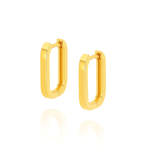 Złote kolczyki prostokątne agrafki 585 zaokrąglone małe na zatrzask 