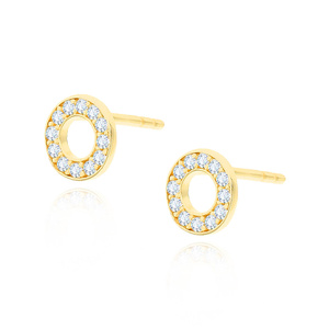Złote kolczyki kółka 585 z cyrkoniami na sztyft