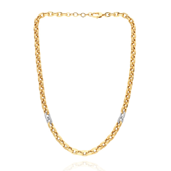 Złota naszyjnik damski 585 gruby łańcuch ankier cyrkonie