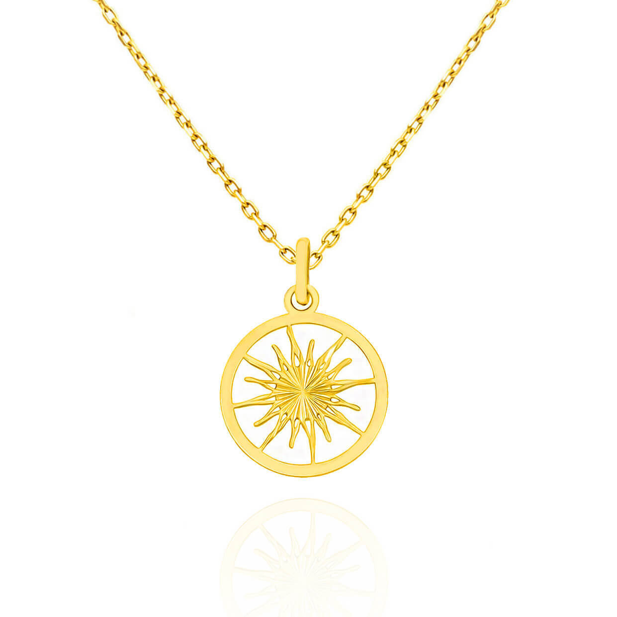 Złota zawieszka 585 słońce w kole fasetowane