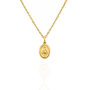 Złota zawieszka medalik 585 owalny Cudowny Medalik Maryja Komunia Bierzmowanie 1 cm