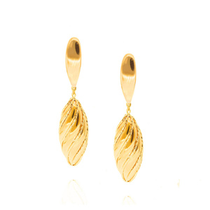 Złote kolczyki długie 585 owalne świderki wiszące fasetowane angielskie