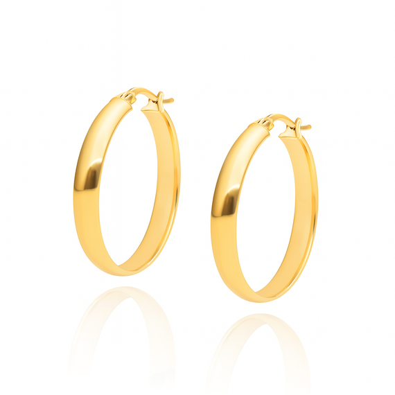 Złote kolczyki koła szerokie 585 gładkie na zatrzask 2,5 cm