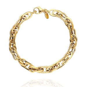 Złota bransoletka szeroka 585 gładkie i diamentowane ogniwa 7,5 mm 18 cm