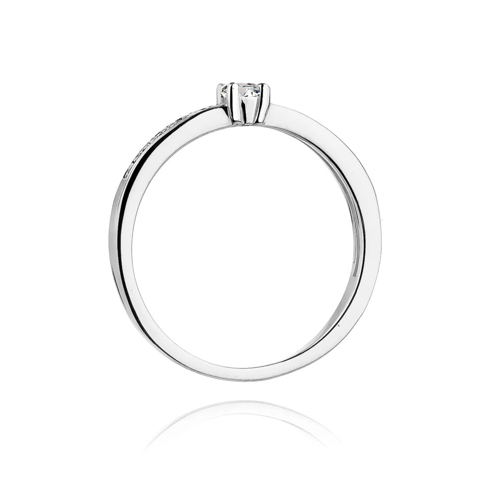 Złoty pierścionek zaręczynowy z diamentami 0,13 ct białe złoto