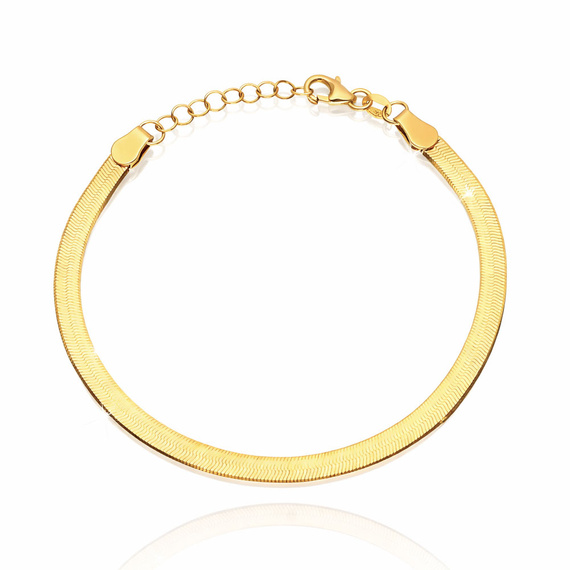 Bransoletka złota taśma 585 szeroka żmijka gładka 4 mm długość 17 - 19 cm