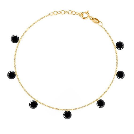 Bransoletka złota z cyrkoniami 585 czarne cyrkonie 15-17 cm