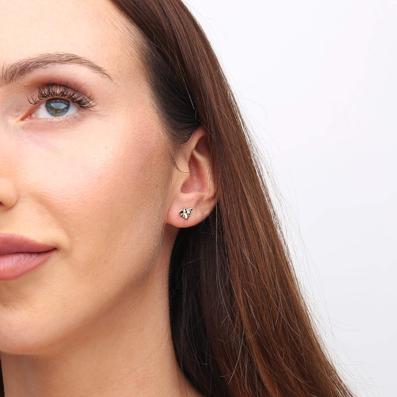 Złote kolczyki pszczółki 585 pszczoły na sztyft 