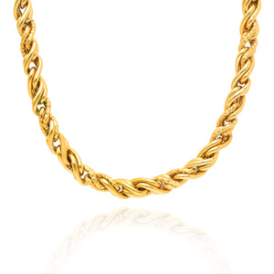 Złoty naszyjnik 585 korda gruba diamentowana kręcona 45-48 cm 