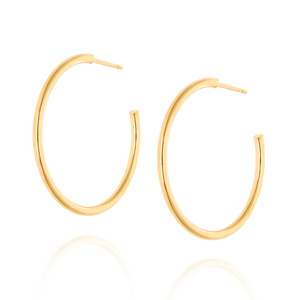 Kolczyki koła złote 585 owalne gładkie na sztyft 3,3 cm